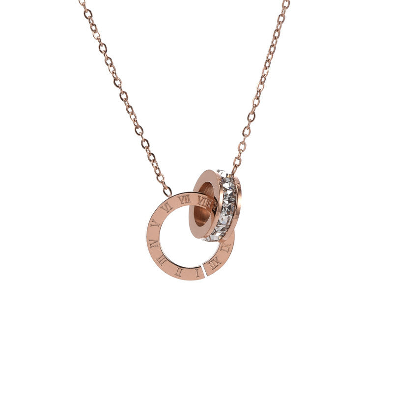 Stainless Steel Rose Gold Stud Earrings, Necklace & Bracelet Set