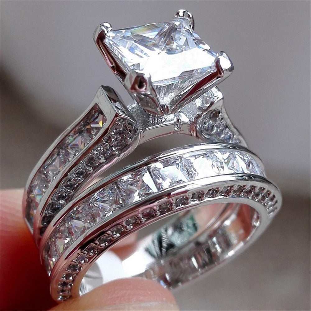 Princess Cut Zircon Ring Set