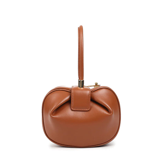 Cross Knot Runway Style Round Leather Handbag