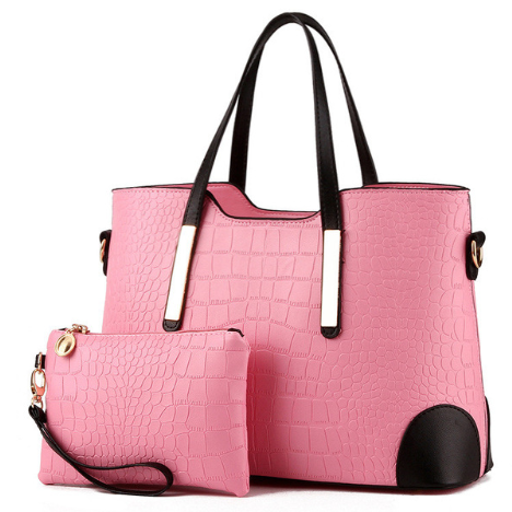 Alligator Style Leather Matching Tote Set