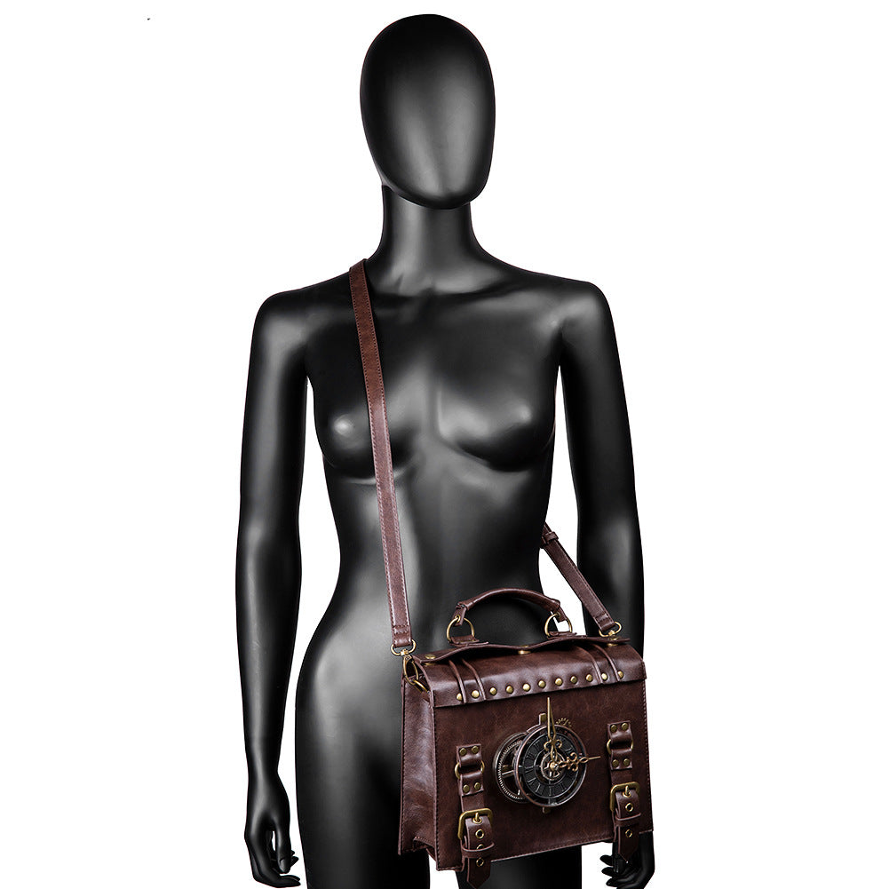 Leather Steampunk Gears Shoulder Bag