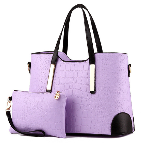 Alligator Style Leather Matching Tote Set