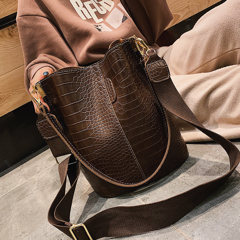 Cross Body Leather Bucket Bag