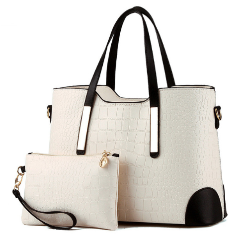 Alligator Style Leather Matching Tote Set