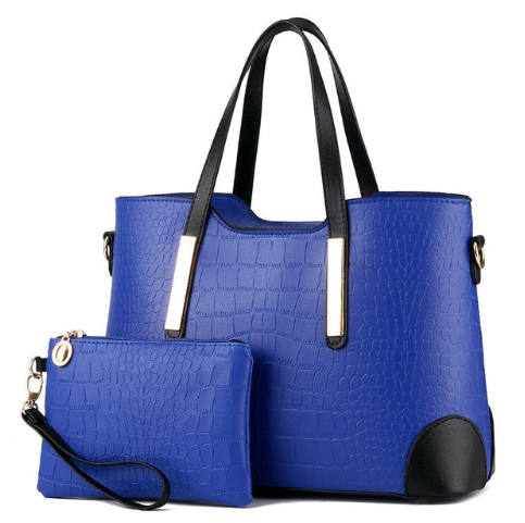 Alligator Style Leather Matching Tote Set