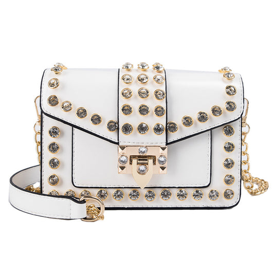 Rhinestone Rivet Chain Shoulder Bag