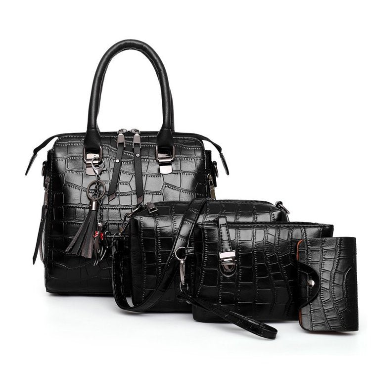 4 Piece Crocodile Printed Luxury Travel Tote Set