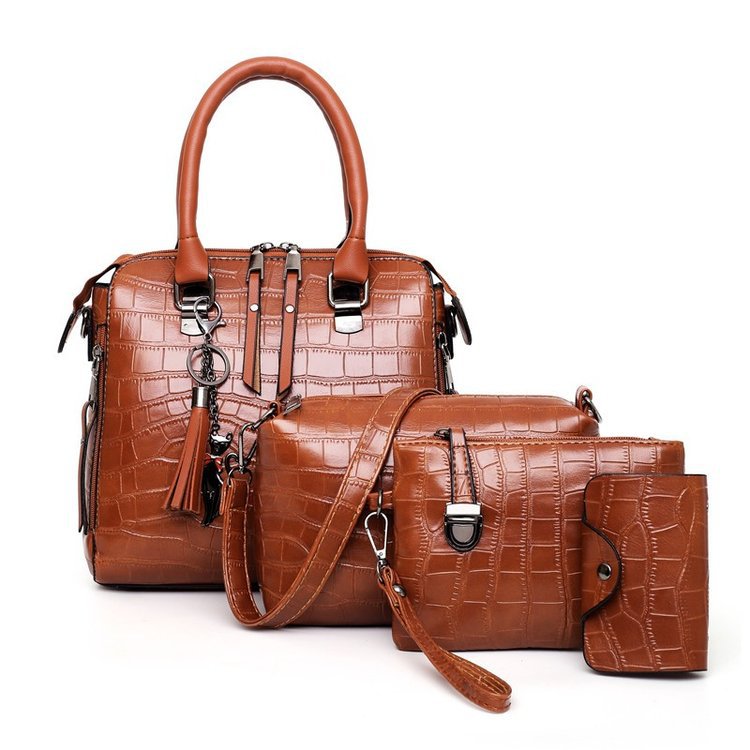 4 Piece Crocodile Printed Luxury Travel Tote Set