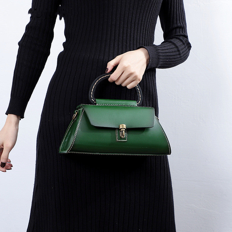 Petite Rectangle Leather Handbag Green