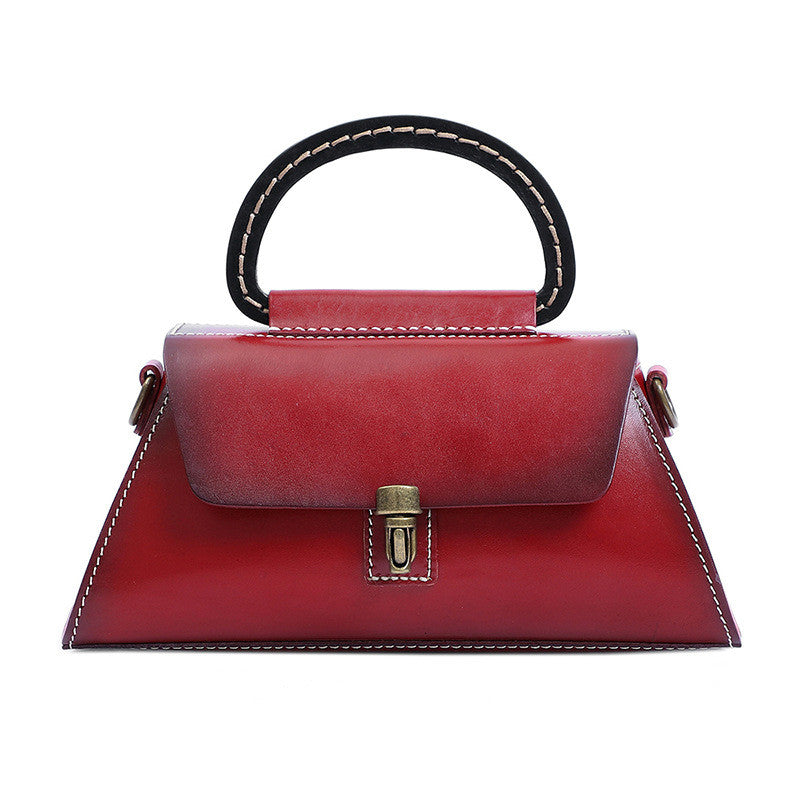 Petite Rectangle Leather Handbag Red | Clutch Fate