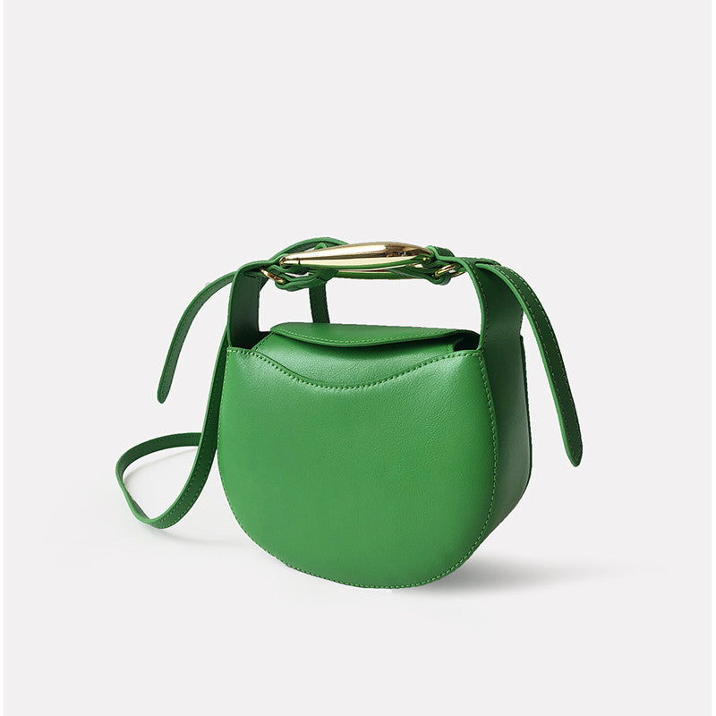 Small Green Leather Statement Bag Cross-Body