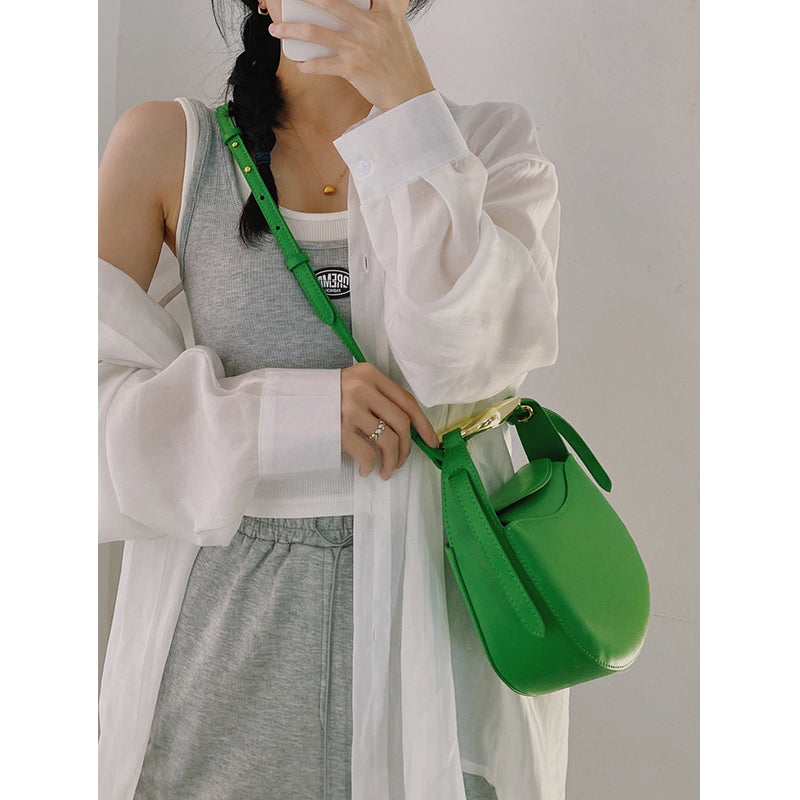 Small Green Leather Statement Bag Cross-Body