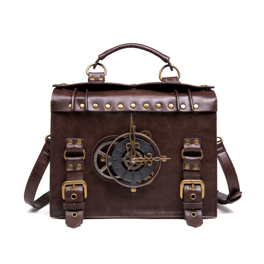 Leather Steampunk Gears Shoulder Bag