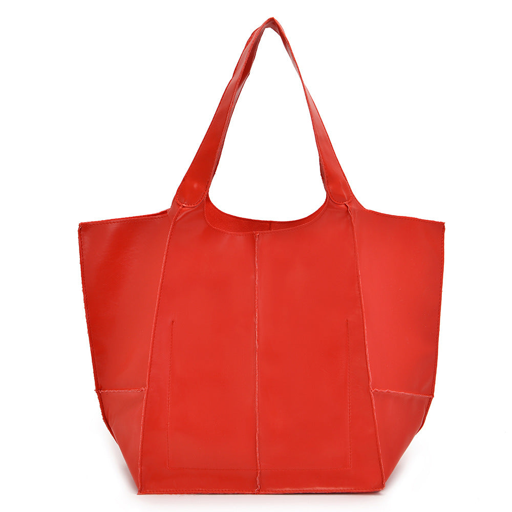 Soft Leather Casual Travel Tote Bag