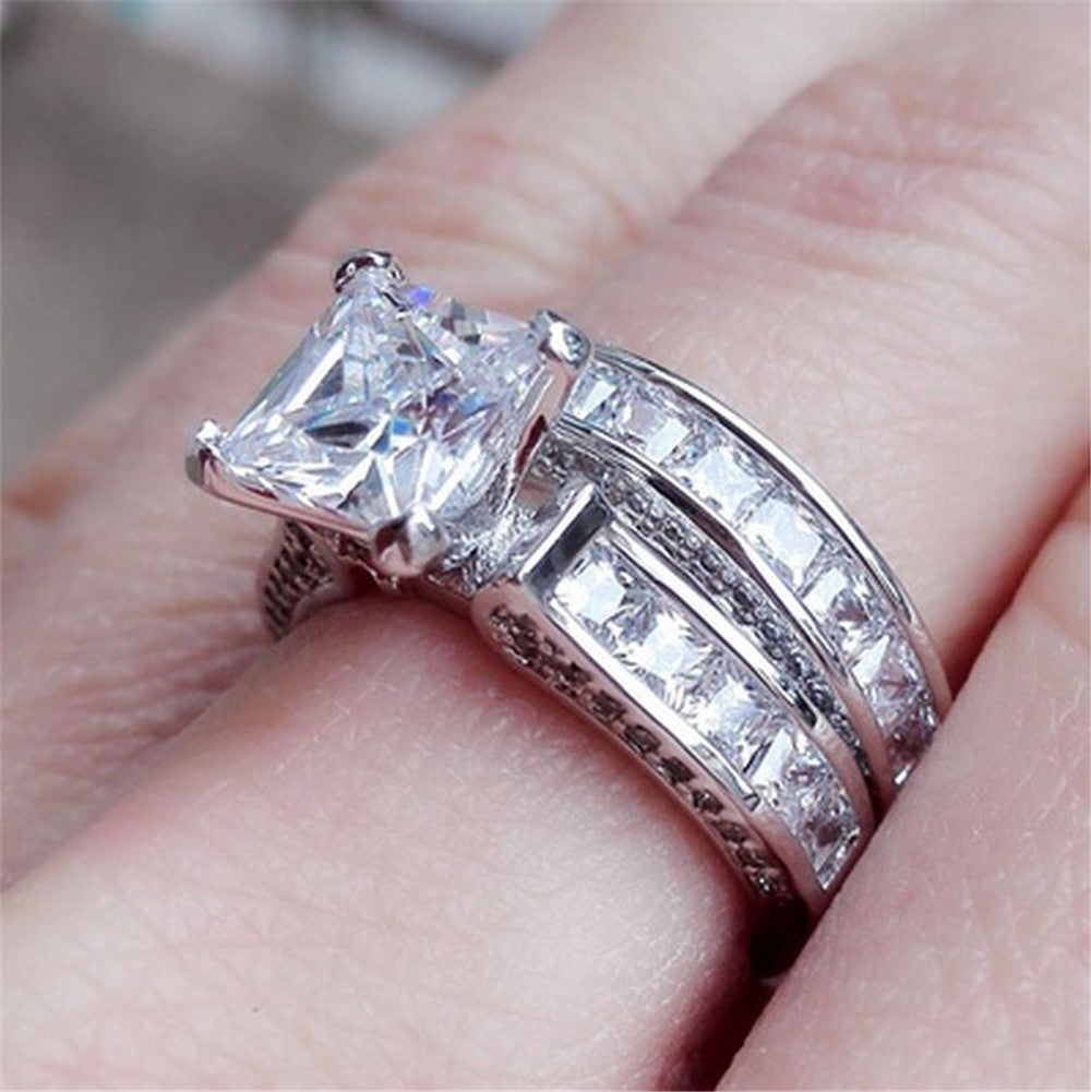 Princess Cut Zircon Ring Set