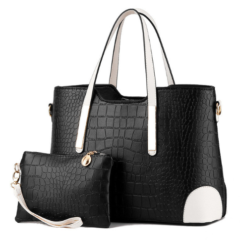 Alligator Style Leather Matching Tote Set