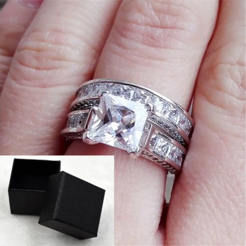 Princess Cut Zircon Ring Set