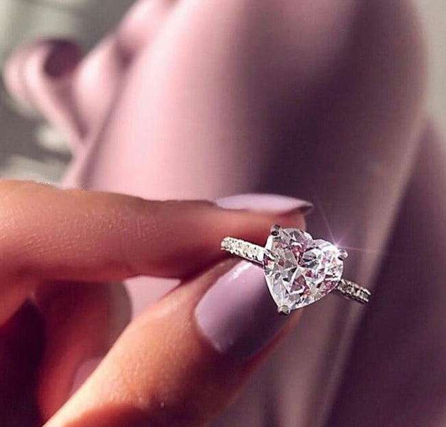 Cubic Zirconium Heart-Shaped Ring