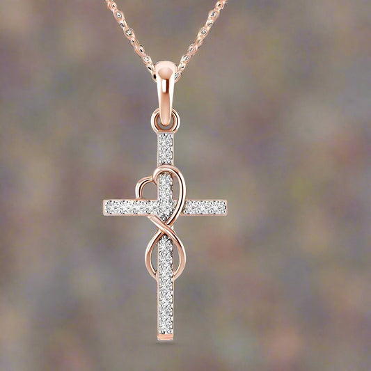 Alloy Pendant With Diamond And Eight-character Cross Necklace