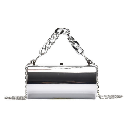 Metal Cylinder Clutch Bag