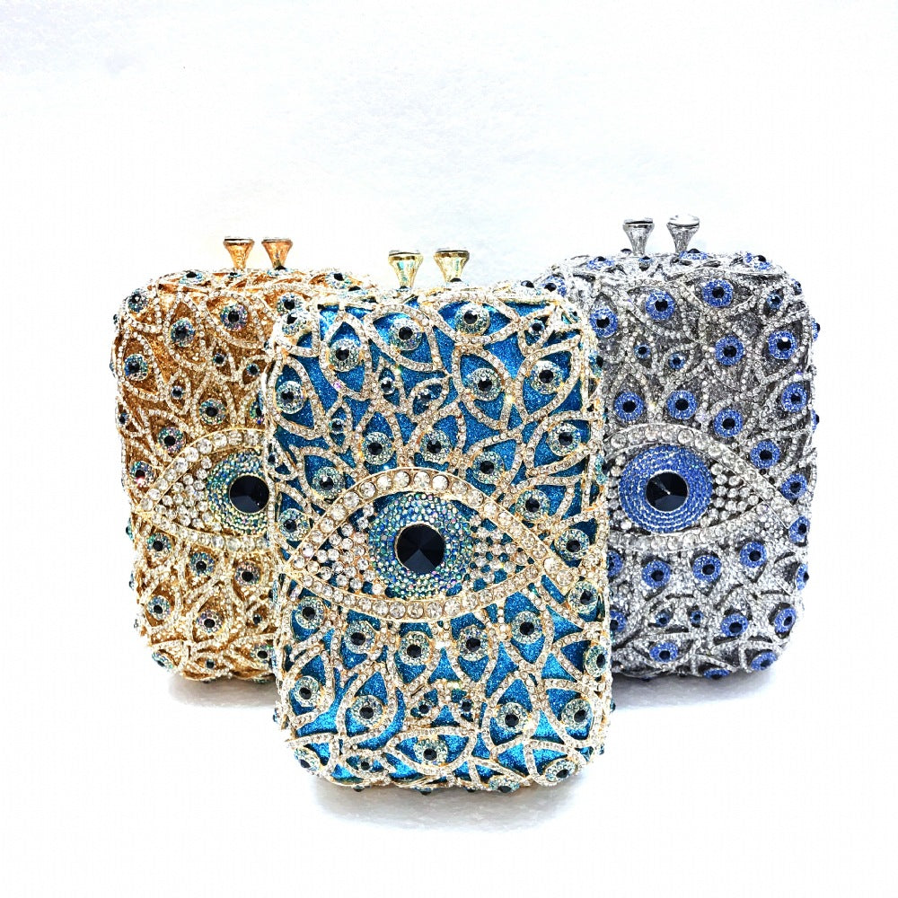 NEW COLORS! Evil Eye Rhinestone Clutch Vertical Style