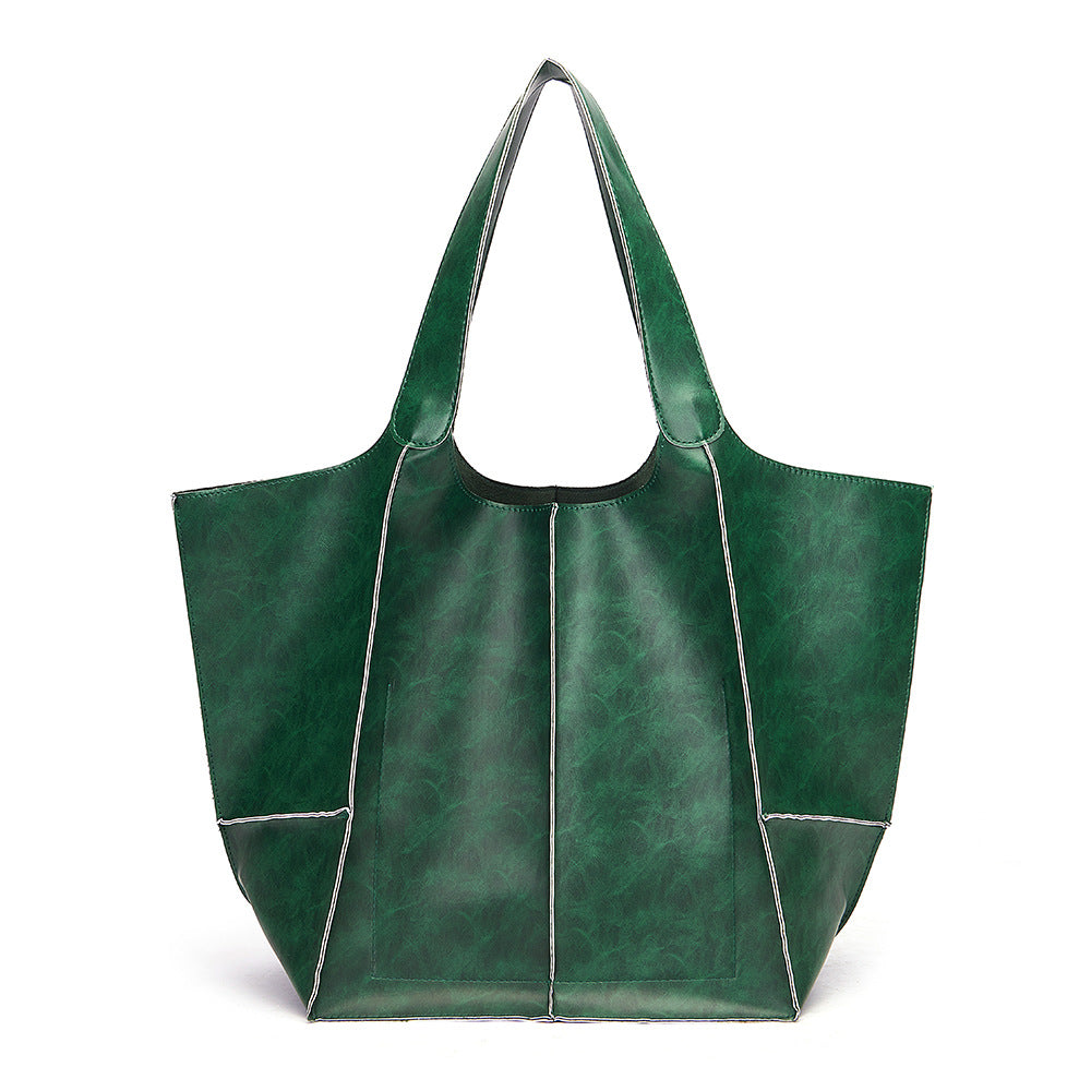 Soft Leather Casual Travel Tote Bag