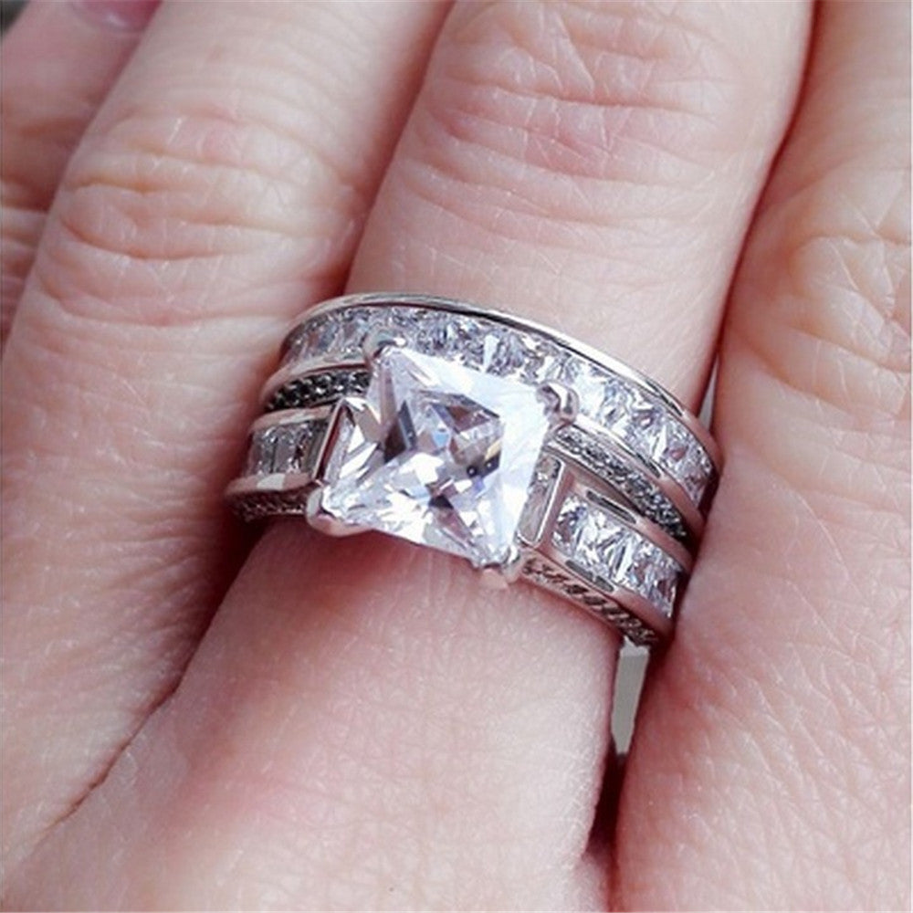 Princess Cut Zircon Ring Set