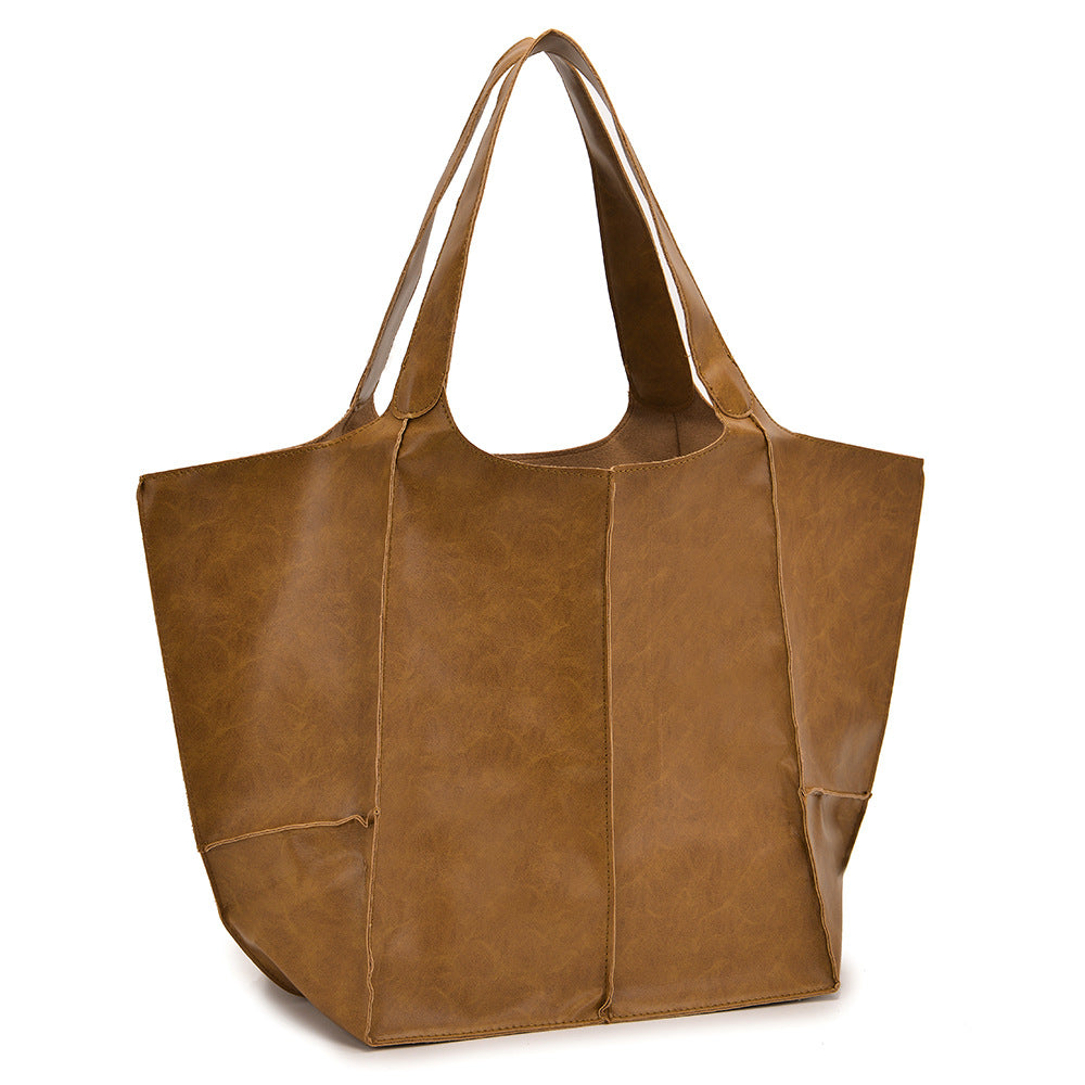 Soft Leather Casual Travel Tote Bag