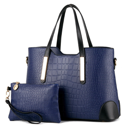 Alligator Style Leather Matching Tote Set