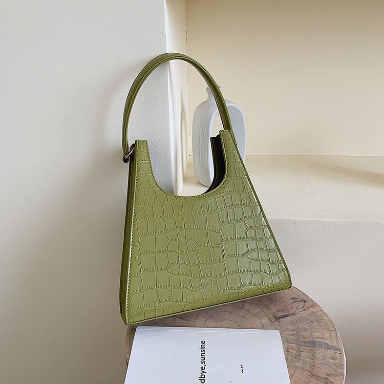 Triangle Alligator Embossed Handbag