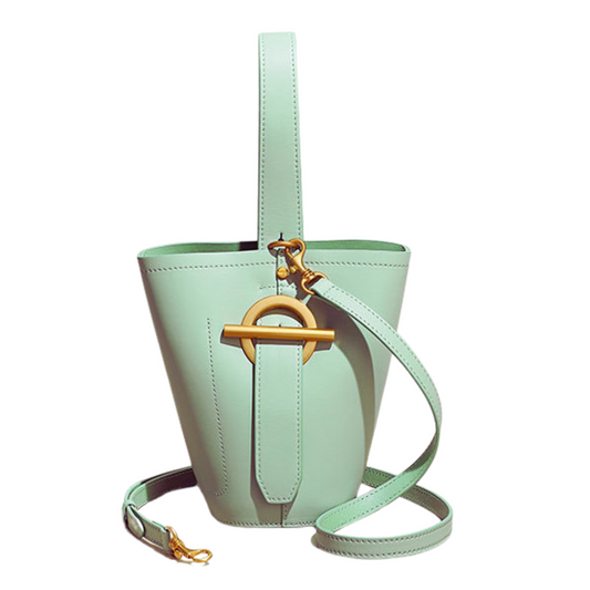 Cylinder Genuine Leather Bucket Back Cross-Body