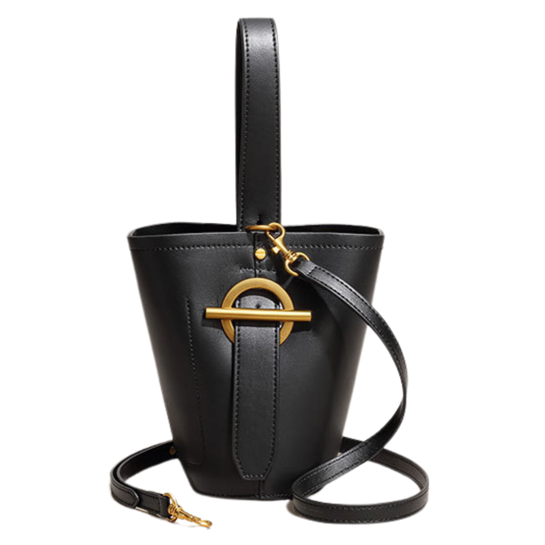 Cylinder Genuine Leather Bucket Back Cross-Body