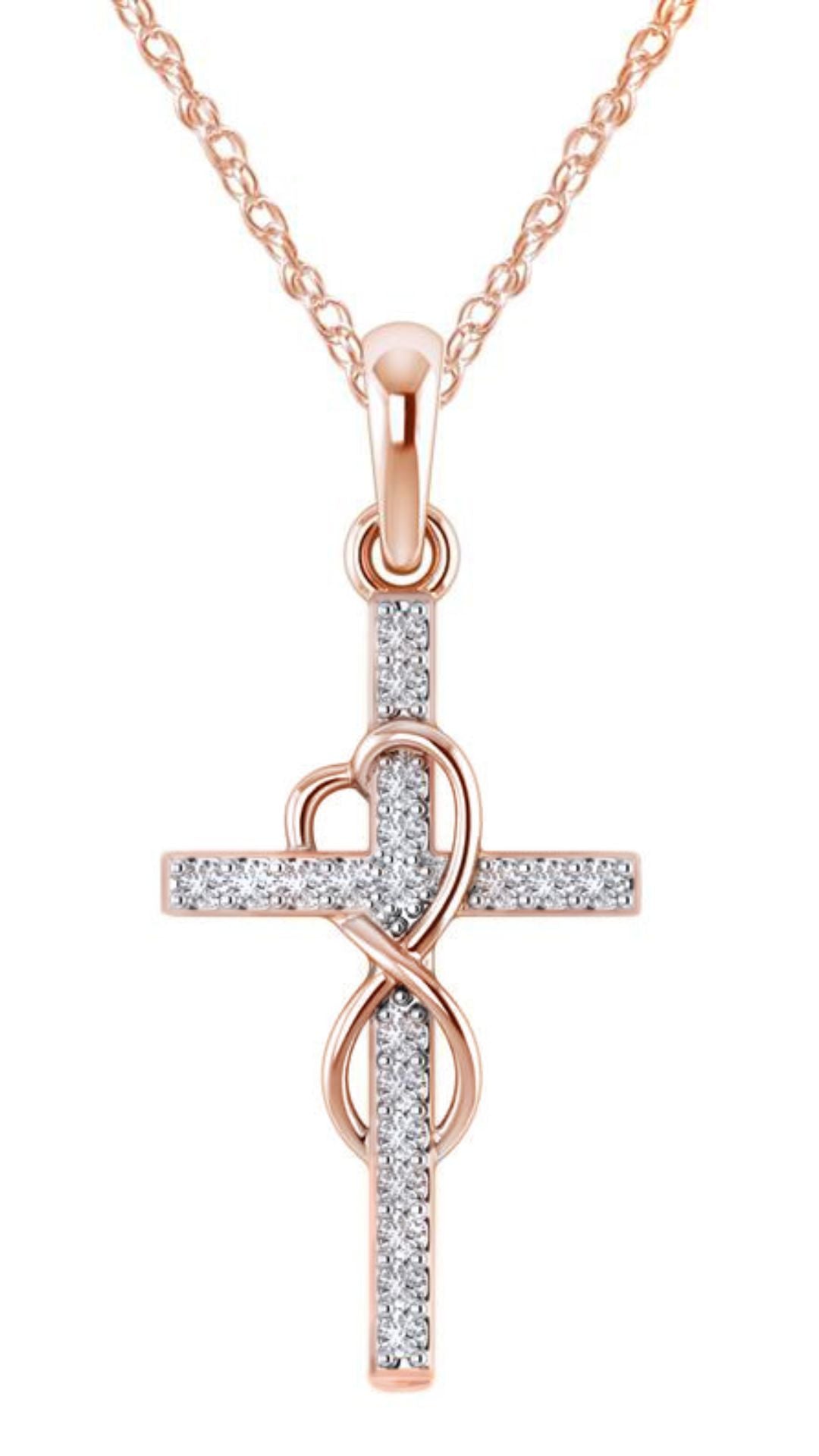 Alloy Pendant With Diamond And Eight-character Cross Necklace