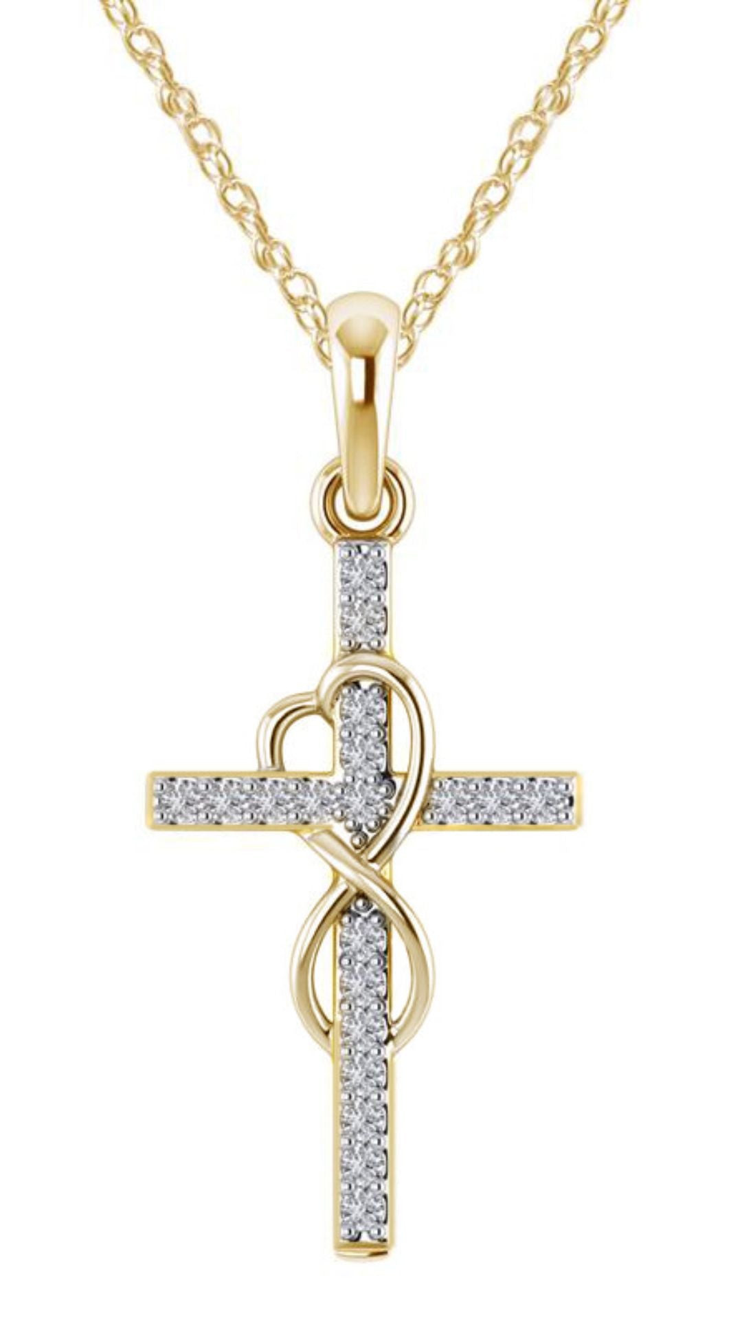 Alloy Pendant With Diamond And Eight-character Cross Necklace