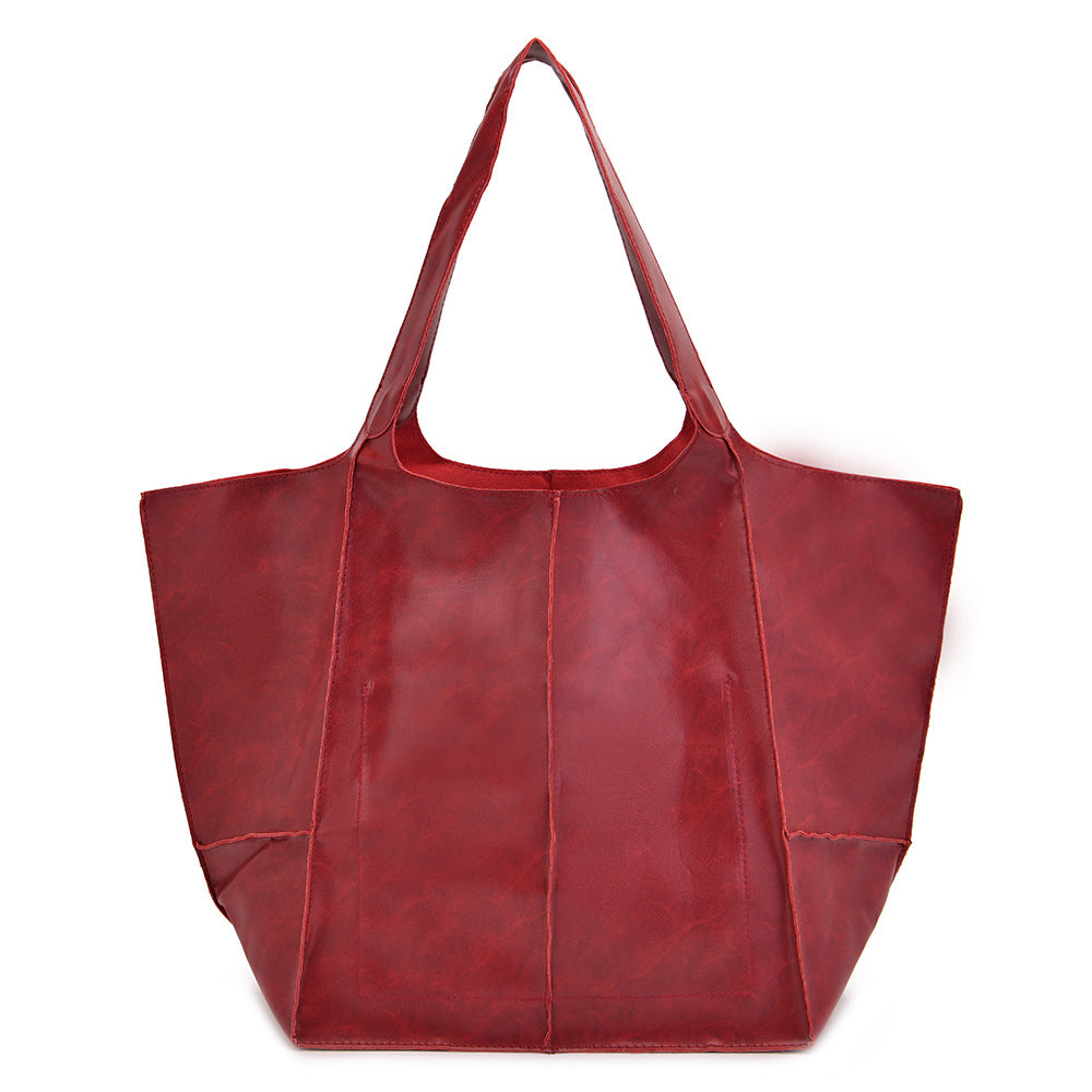 Soft Leather Casual Travel Tote Bag