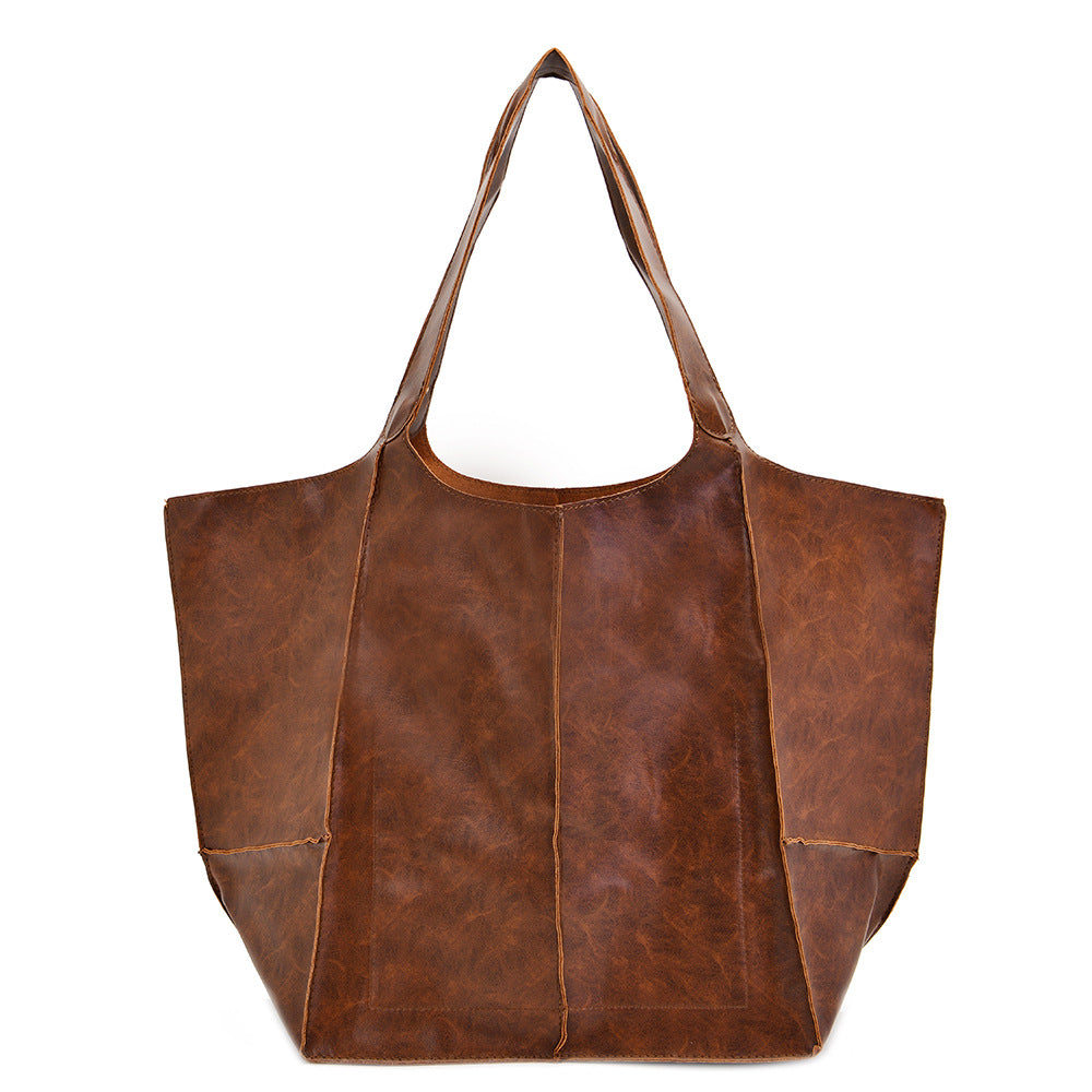 Soft Leather Casual Travel Tote Bag