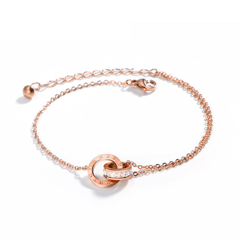 Stainless Steel Rose Gold Stud Earrings, Necklace & Bracelet Set