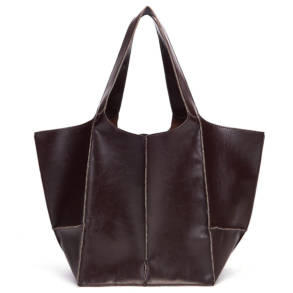 Soft Leather Casual Travel Tote Bag