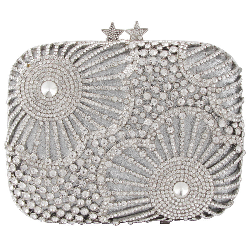 Star Flower Rhinestone Clutch Dinner Bag